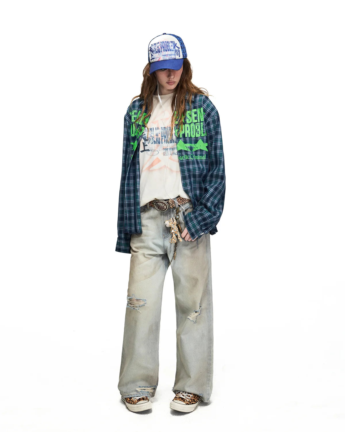 Peoplesense Mud-Dyed Distressed Wide-Leg Jeans
