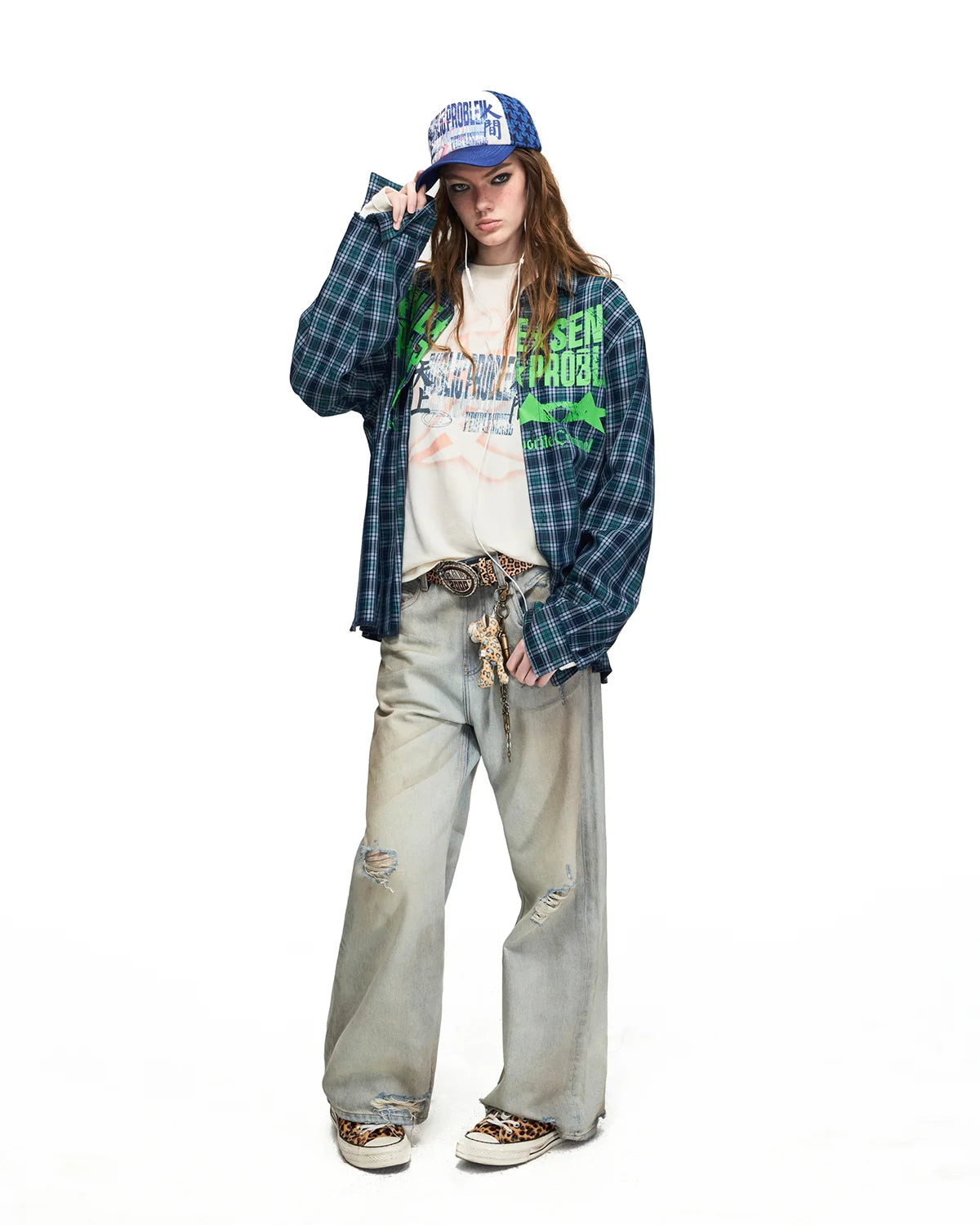 Peoplesense Mud-Dyed Distressed Wide-Leg Jeans