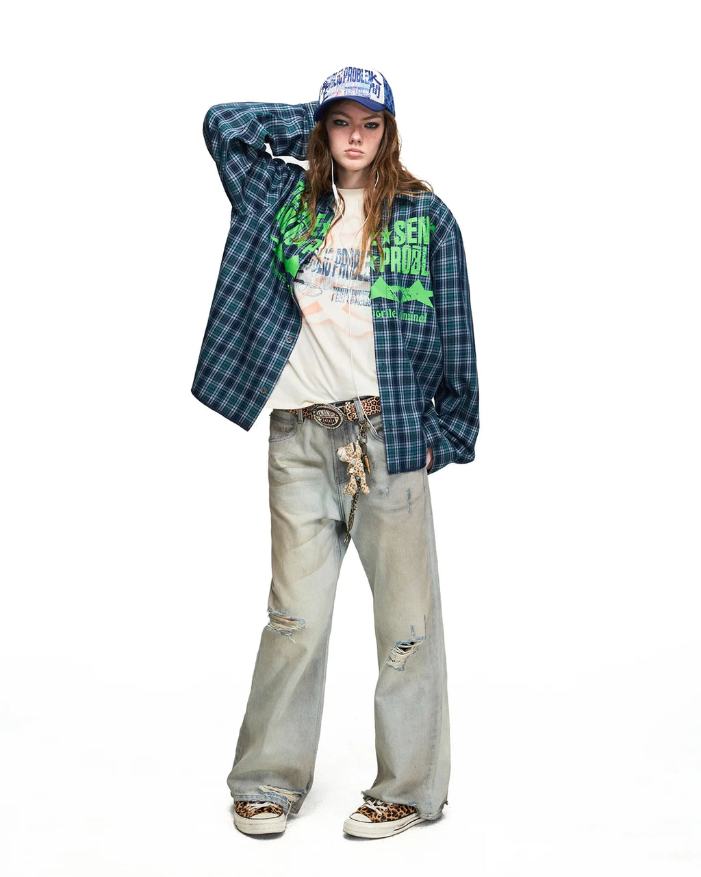 Peoplesense Mud-Dyed Distressed Wide-Leg Jeans