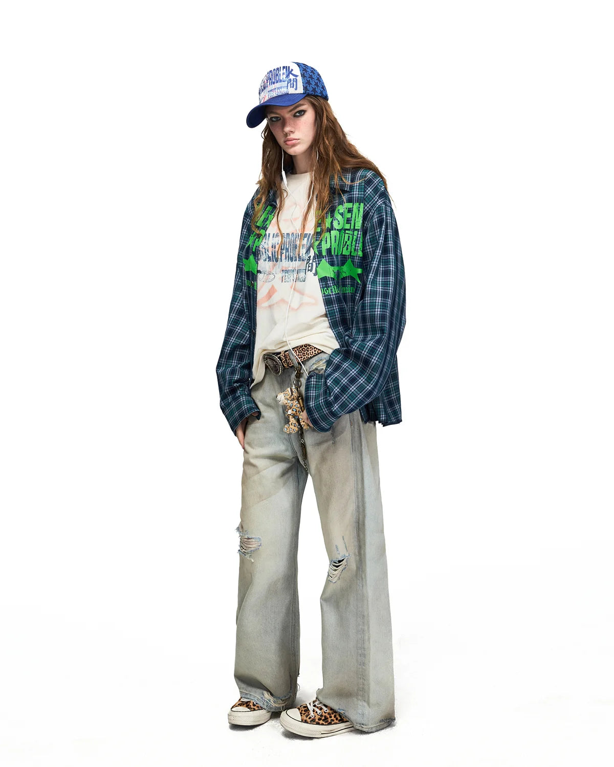 Peoplesense Mud-Dyed Distressed Wide-Leg Jeans