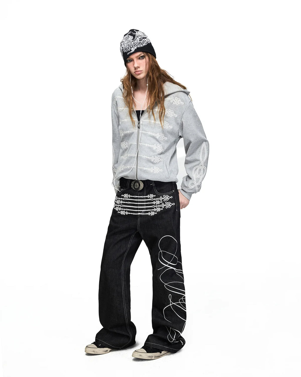Peoplesense Napolen Chinese Knot Embroidery Hoodies Fit On Model