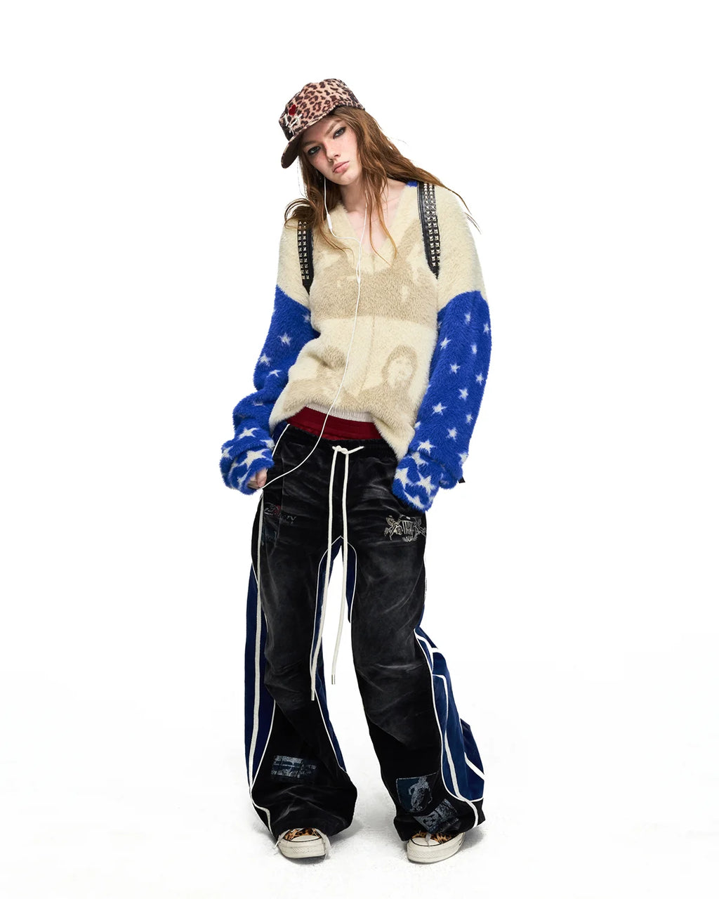 Peoplesense Portrait Jacquard Faux-Fur Knit Pullover