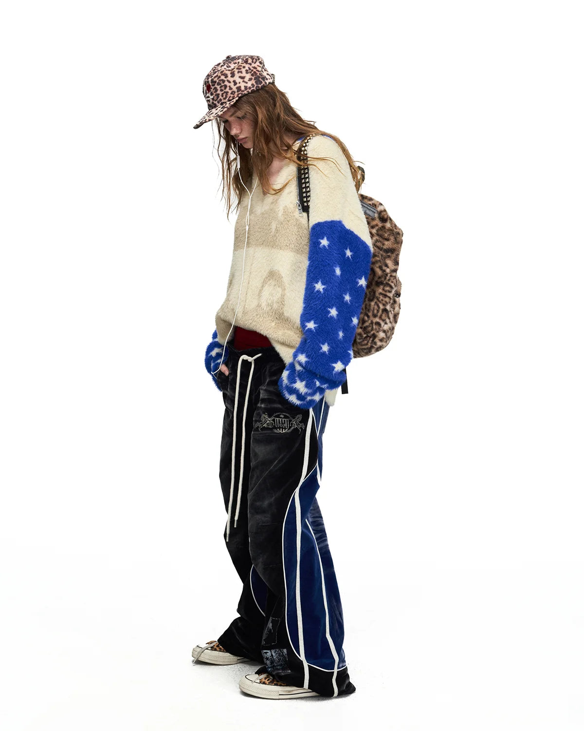 Peoplesense Portrait Jacquard Faux-Fur Knit Pullover