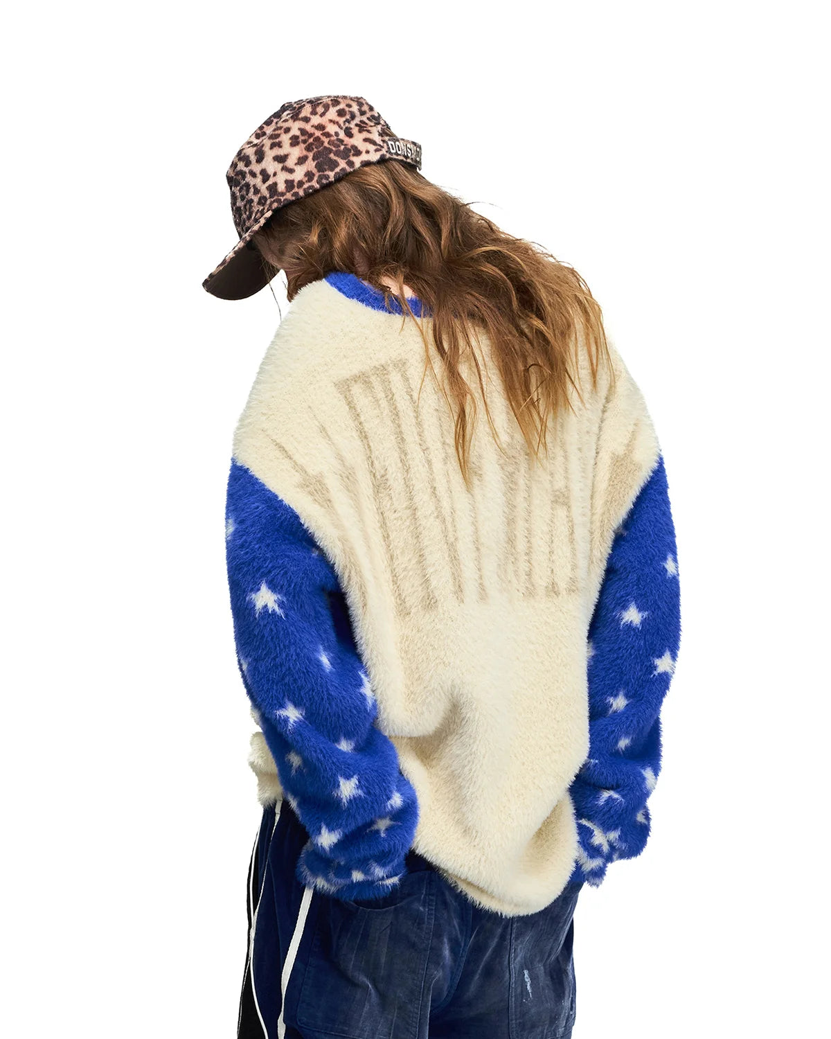 Peoplesense Portrait Jacquard Faux-Fur Knit Pullover