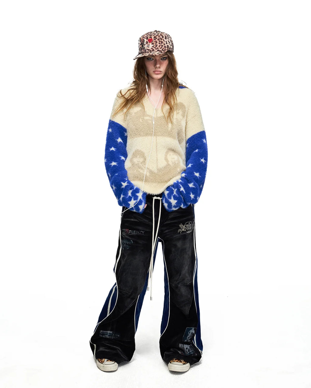 Peoplesense Portrait Jacquard Faux-Fur Knit Pullover