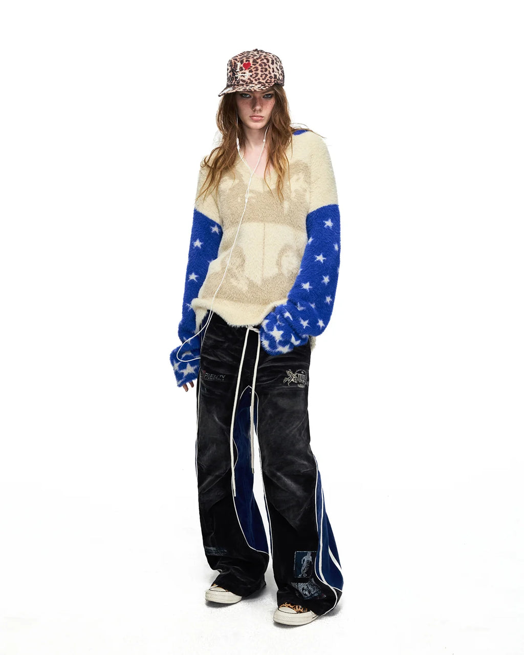 Peoplesense Portrait Jacquard Faux-Fur Knit Pullover