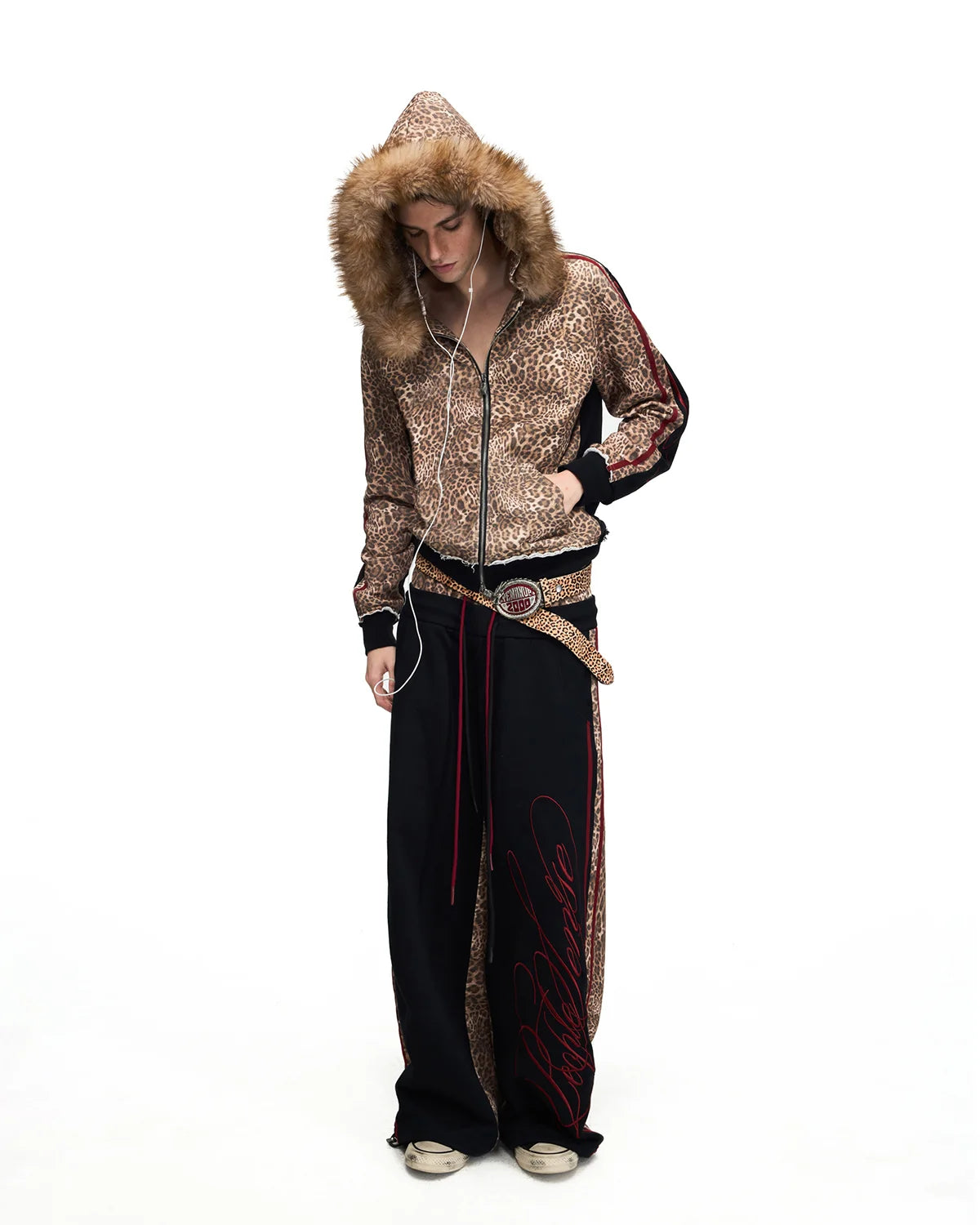 Peoplesense Double-Waistband Leopard Sweatpants