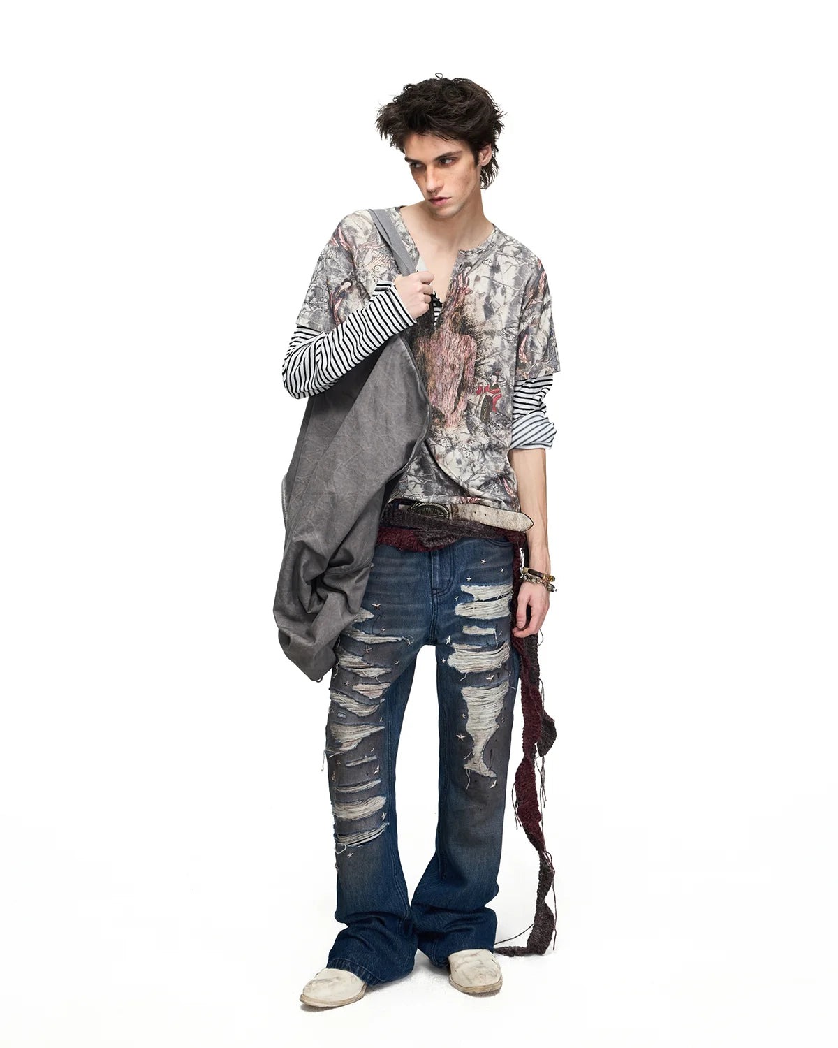 Peoplesense Ink Figure Faux-Layered T-Shirt Fit On Model