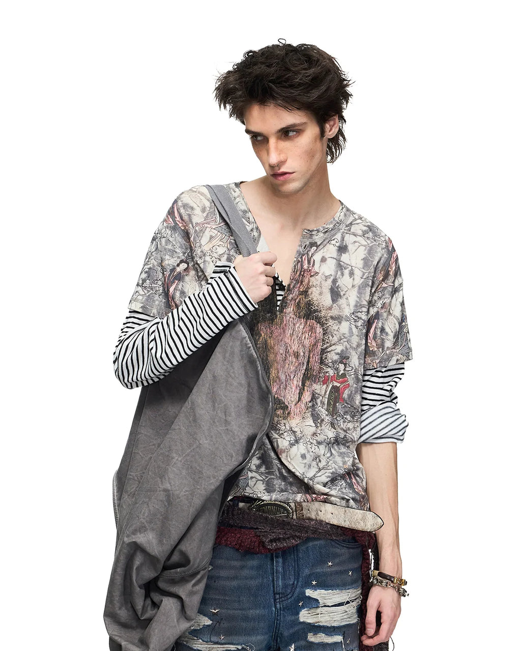 Peoplesense Ink Figure Faux-Layered T-Shirt