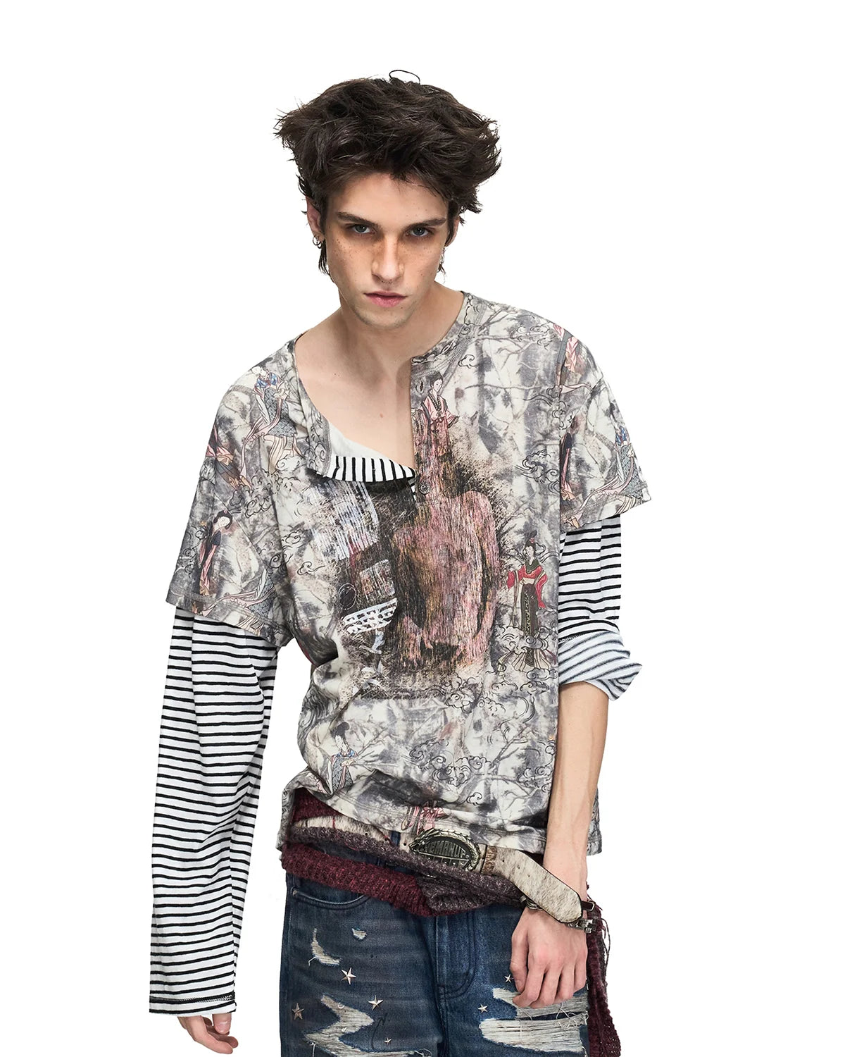 Peoplesense Ink Figure Faux-Layered T-Shirt