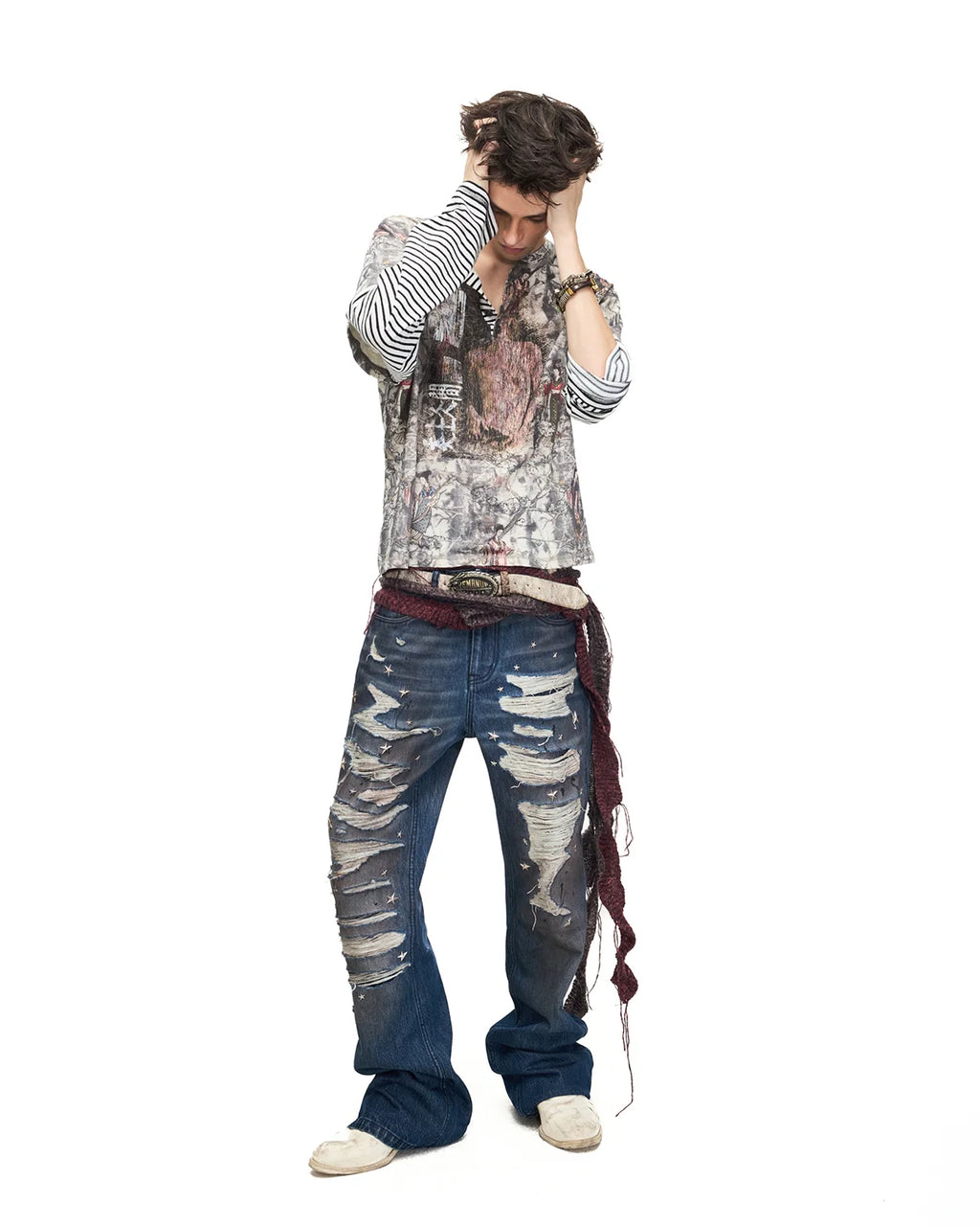 Peoplesense Ink Figure Faux-Layered T-Shirt Fit On Model