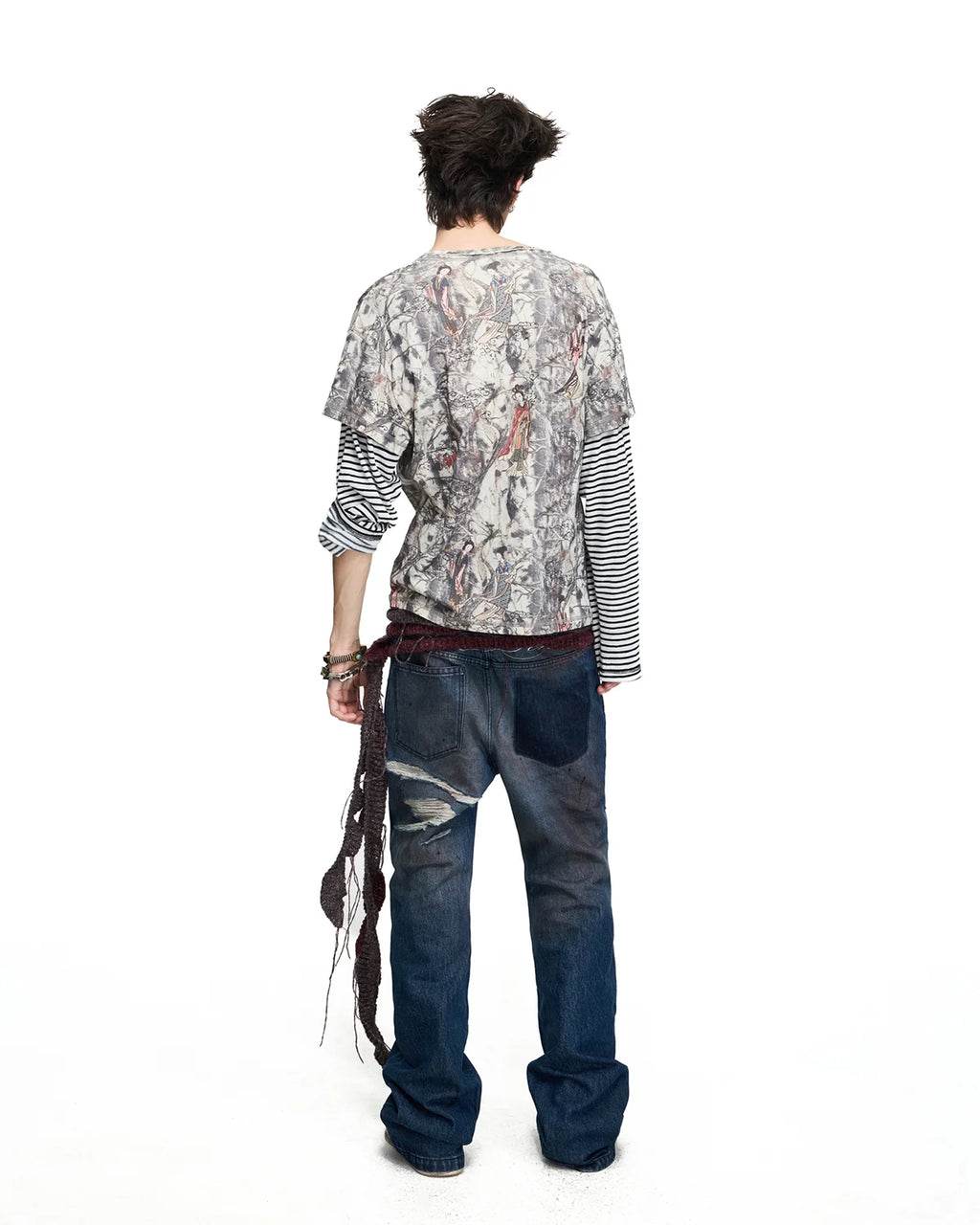 Peoplesense Ink Figure Faux-Layered T-Shirt Fit On Model