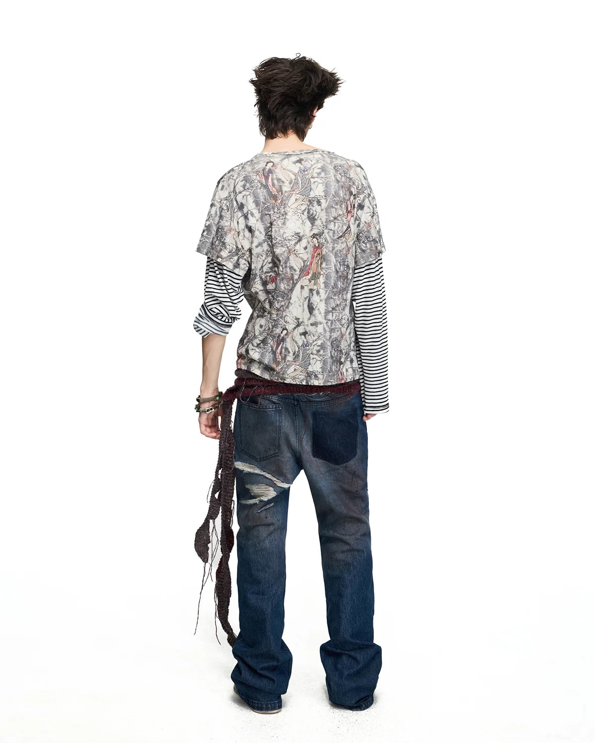 Peoplesense Ink Figure Faux-Layered T-Shirt Fit On Model