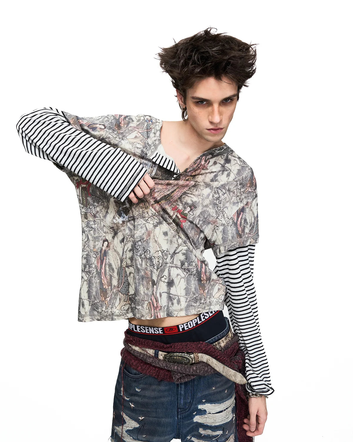 Peoplesense Ink Figure Faux-Layered T-Shirt