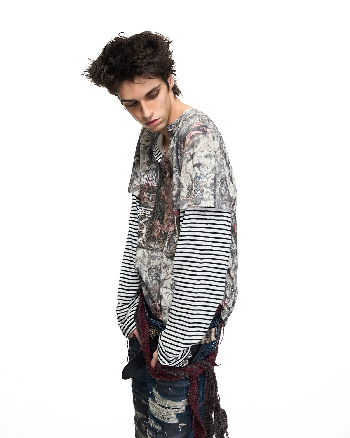 Peoplesense Ink Figure Faux-Layered T-Shirt