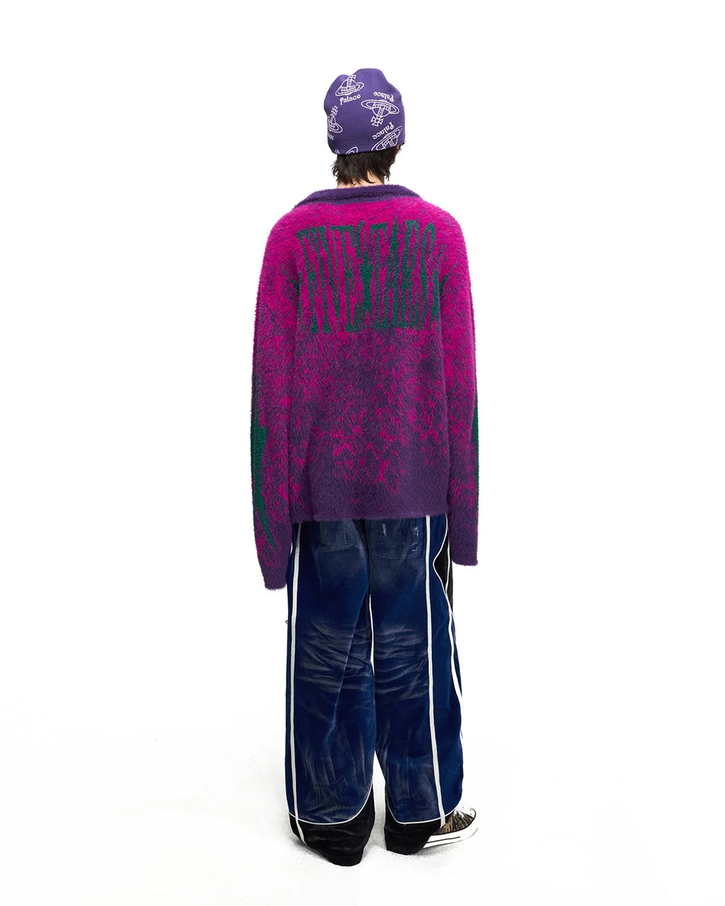Peoplesense Leopard Faux-Fur Knit Half-Placket Sweater