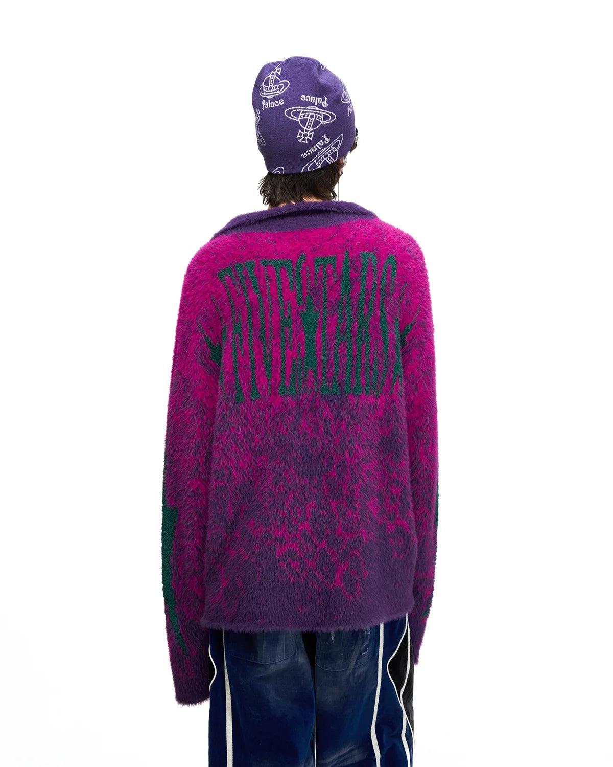 Peoplesense Leopard Faux-Fur Knit Half-Placket Sweater