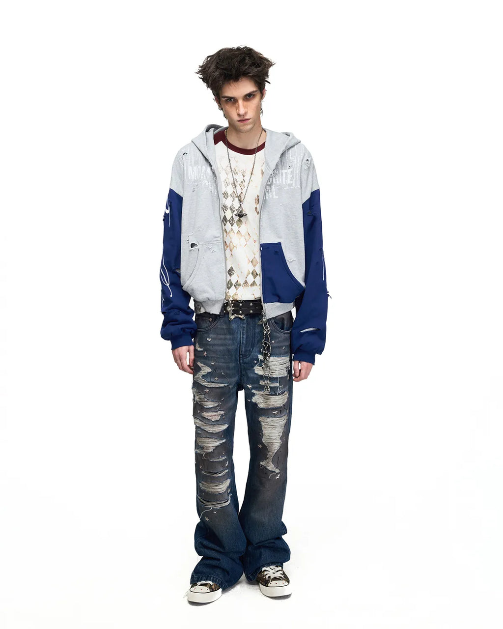 Peoplesense Distressed Star Studded Flare Jeans