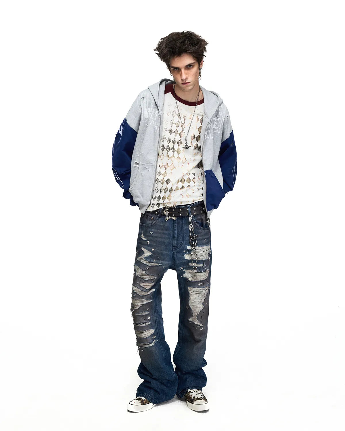 Peoplesense Distressed Star Studded Flare Jeans
