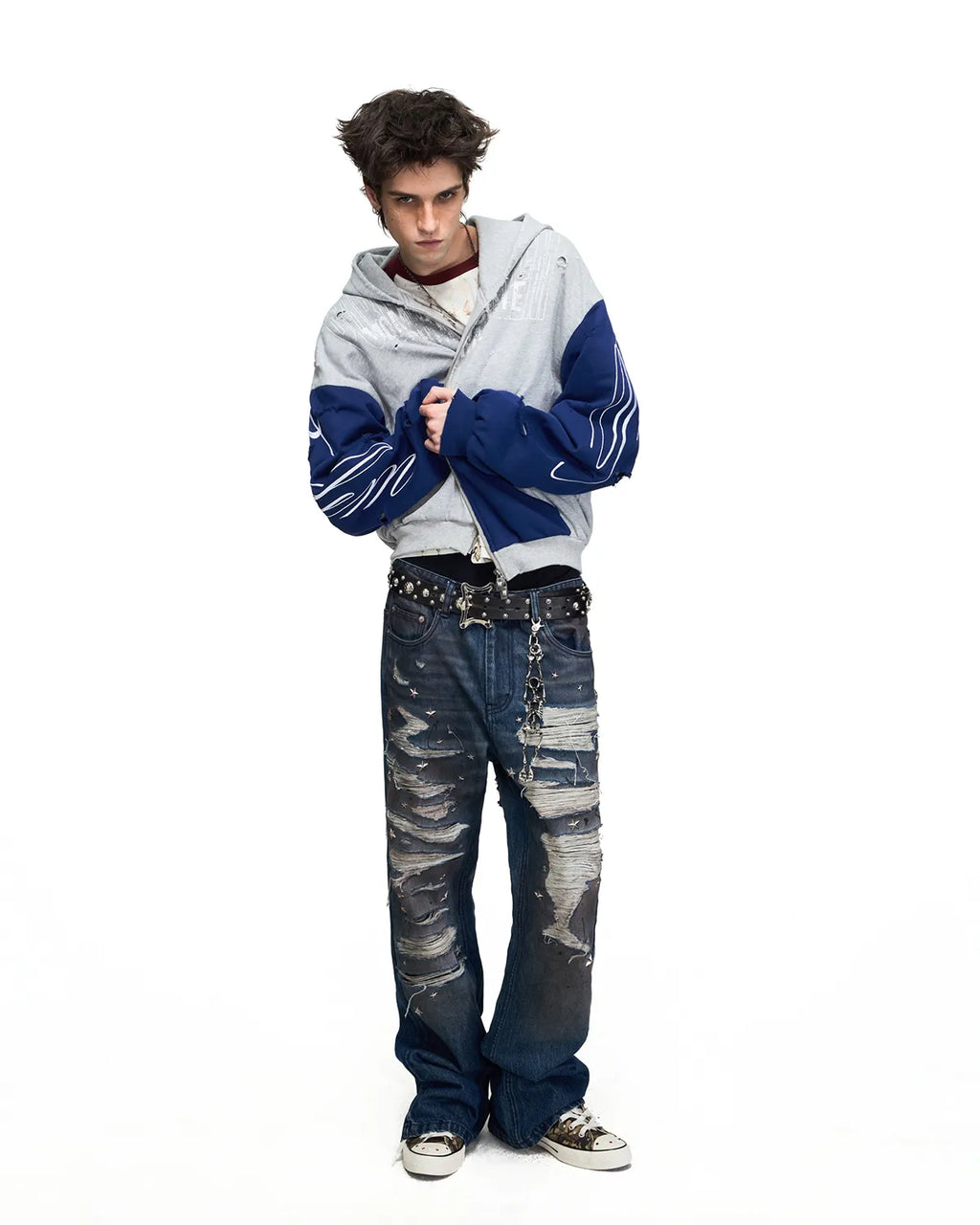 Peoplesense Distressed Star Studded Flare Jeans