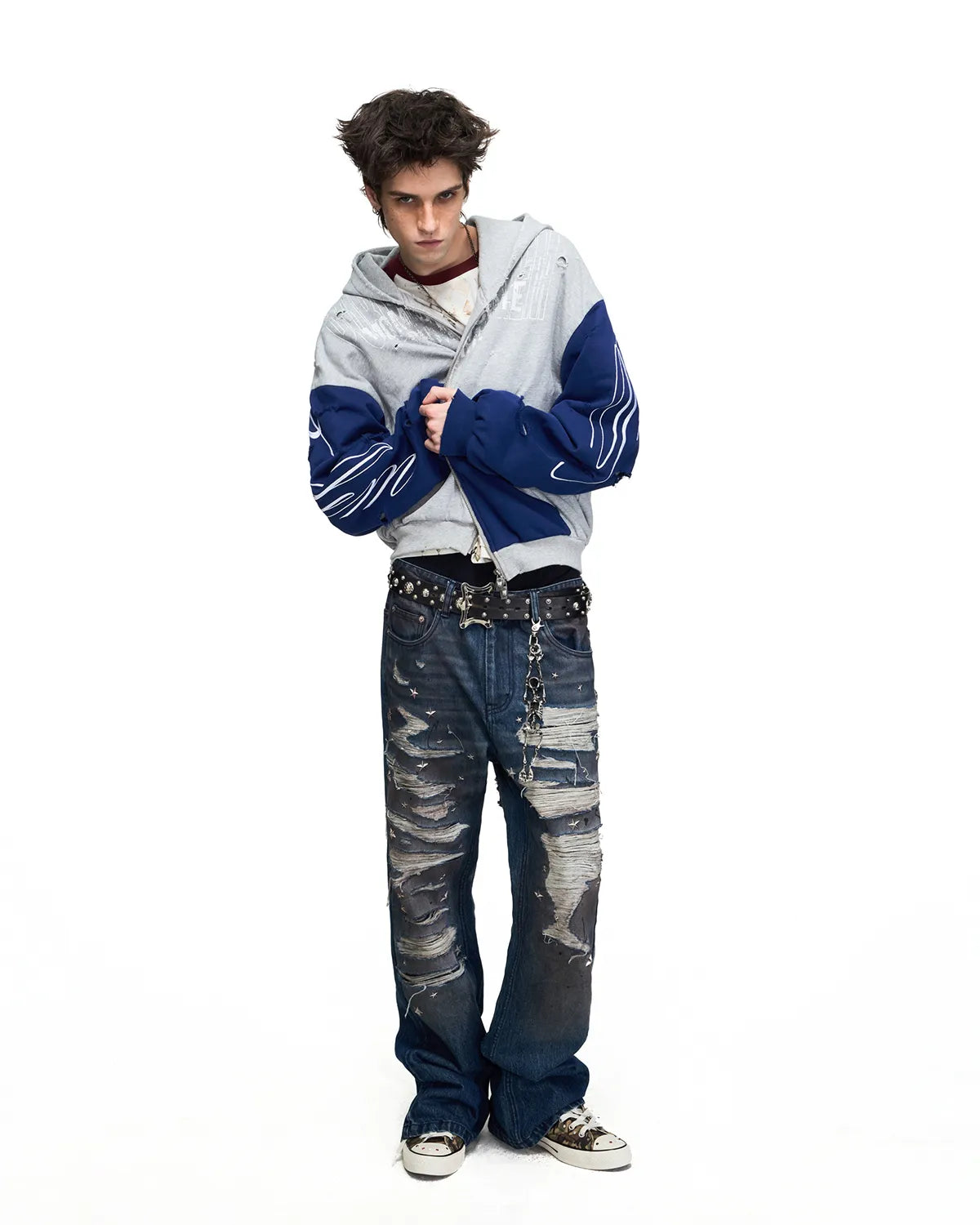 Peoplesense Distressed Star Studded Flare Jeans