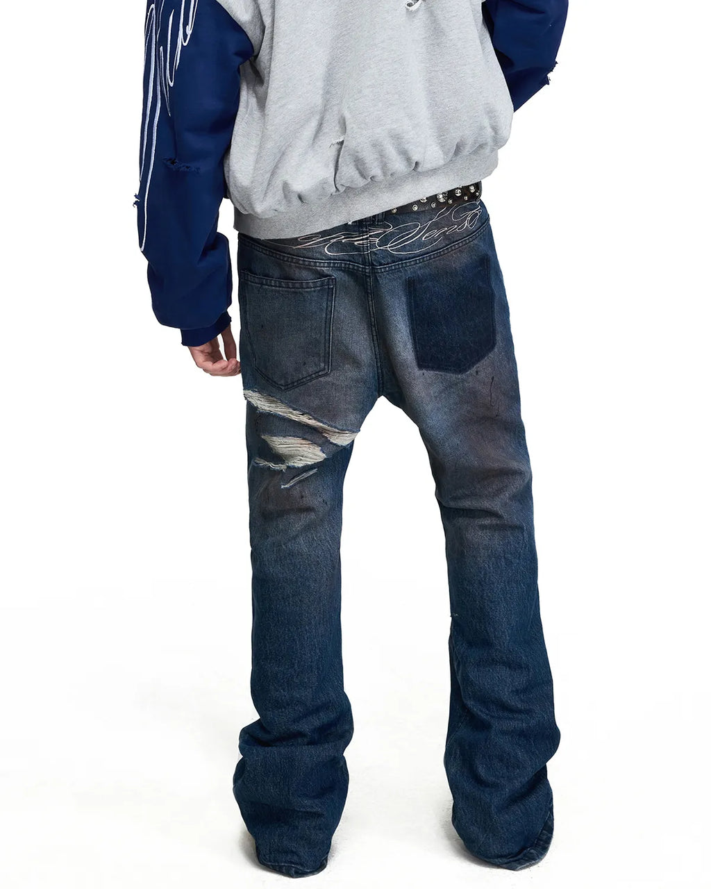 Peoplesense Distressed Star Studded Flare Jeans