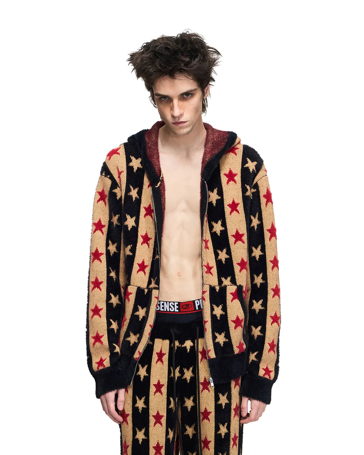 Peoplesense Star Stripe Jacquard Knit Cardigan