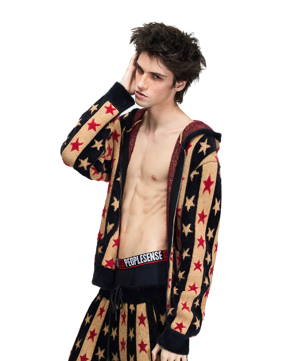 Peoplesense Star Stripe Jacquard Knit Cardigan