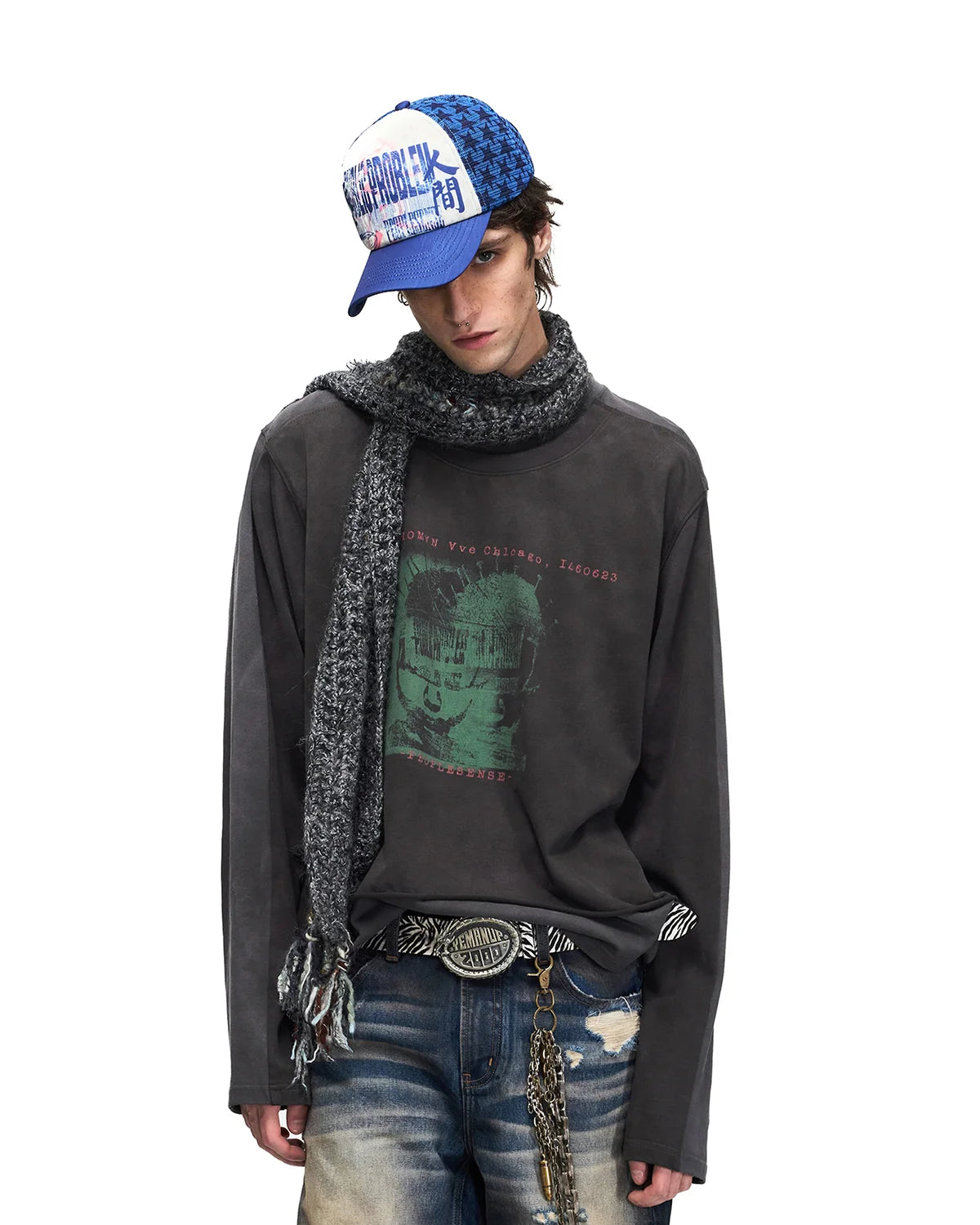 Peoplesense Puppet Figure Layered Long Sleeve T-Shirt Front View