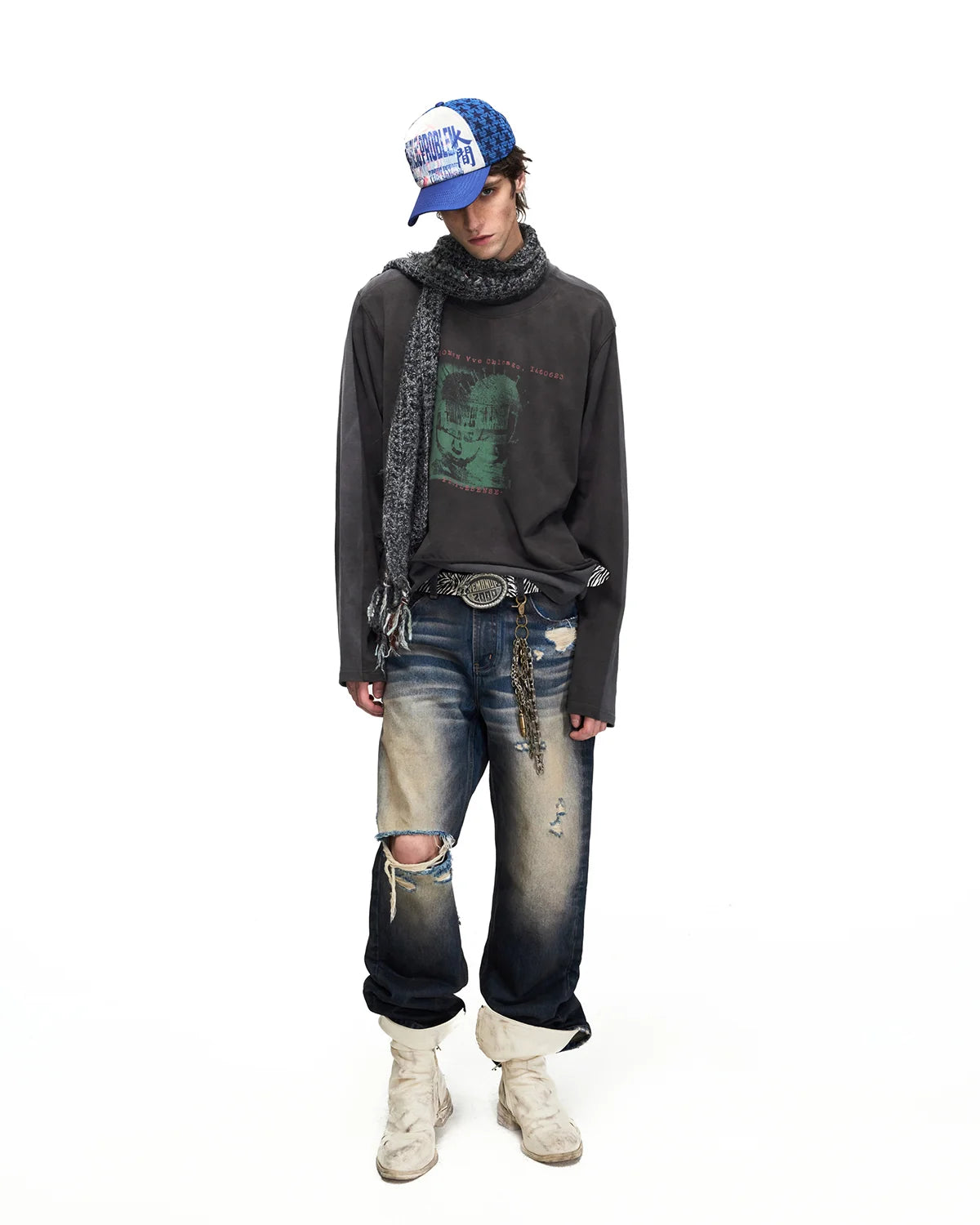 Peoplesense Puppet Figure Layered Long Sleeve T-Shirt Fit On Model