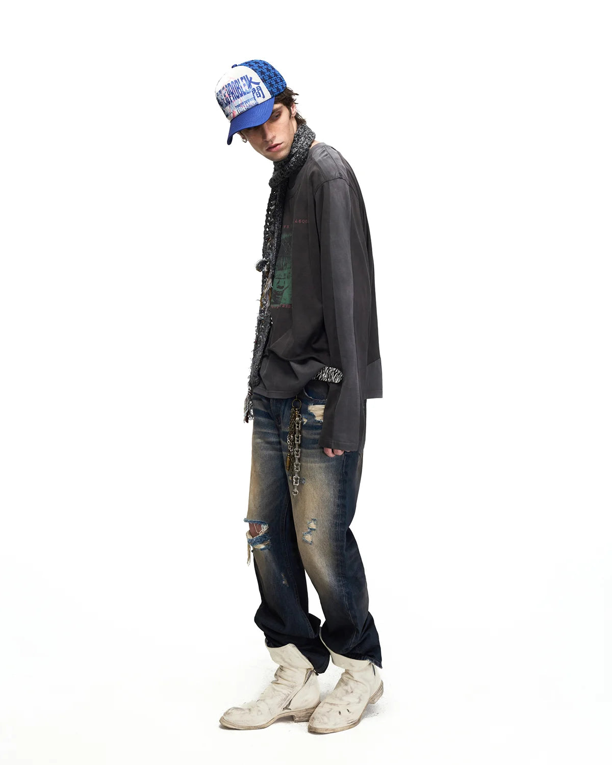 Peoplesense Puppet Figure Layered Long Sleeve T-Shirt Fit On Model