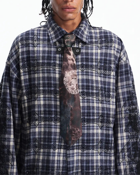 Peoplesense Leopard-Stripe Print Silk Satin Tie