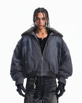 Peoplesense Distressed Patchwork Short Utility Coat