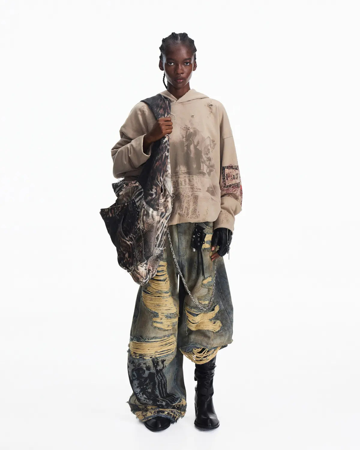 Peoplesense Fitted Contrast Print Short Hoodie