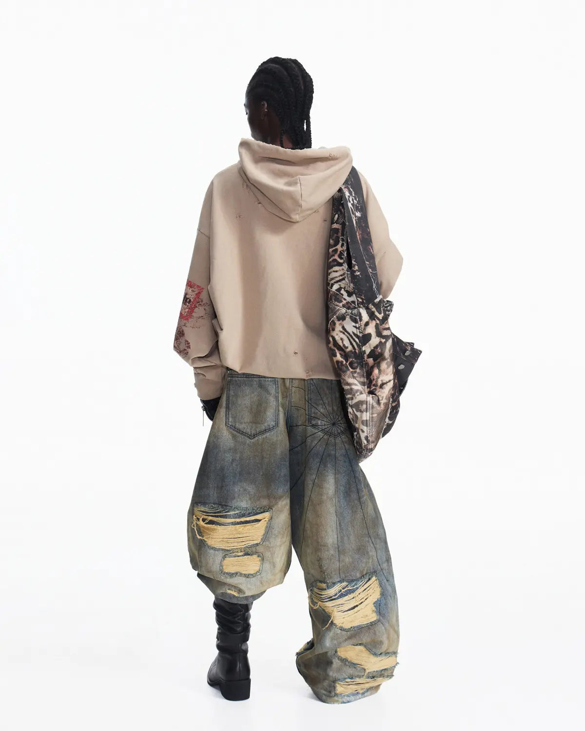 Peoplesense Fitted Contrast Print Short Hoodie