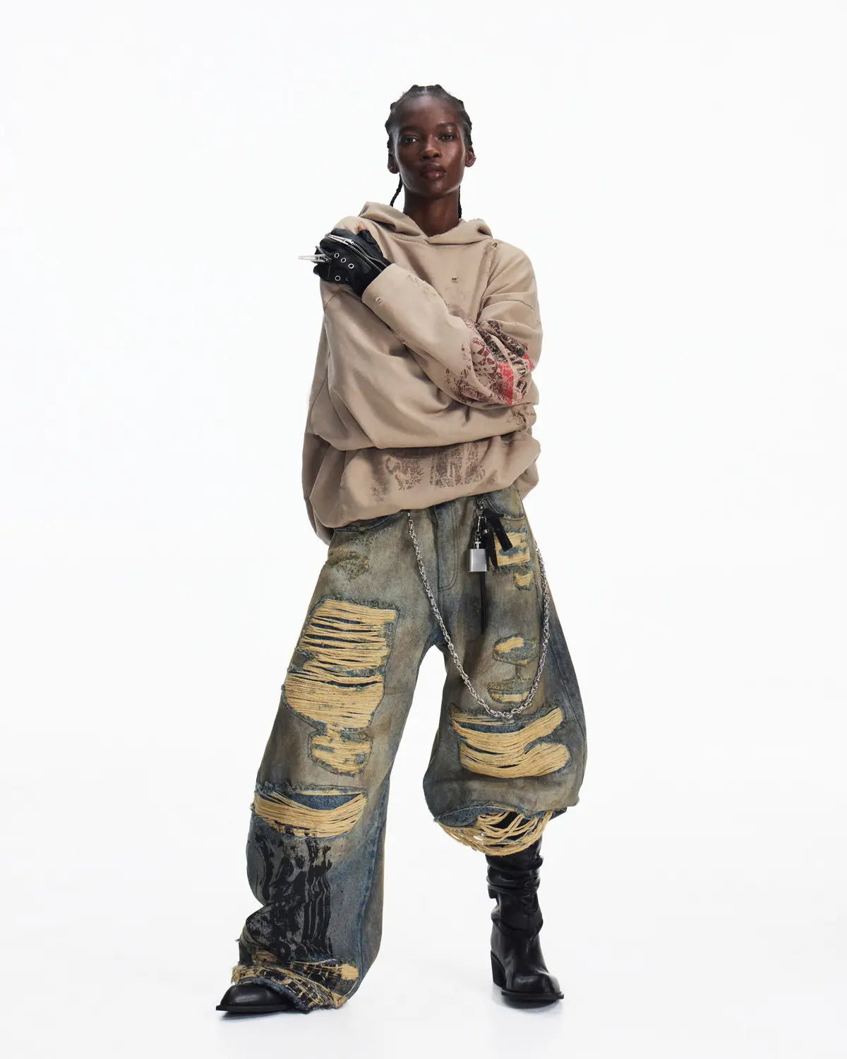 Peoplesense Fitted Contrast Print Short Hoodie