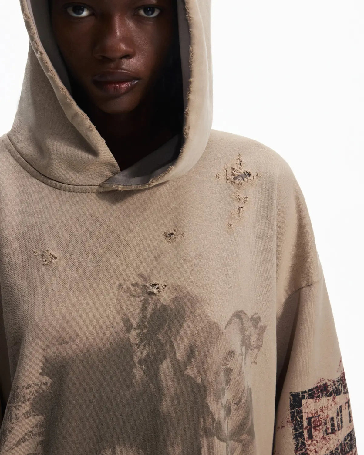 Peoplesense Fitted Contrast Print Short Hoodie