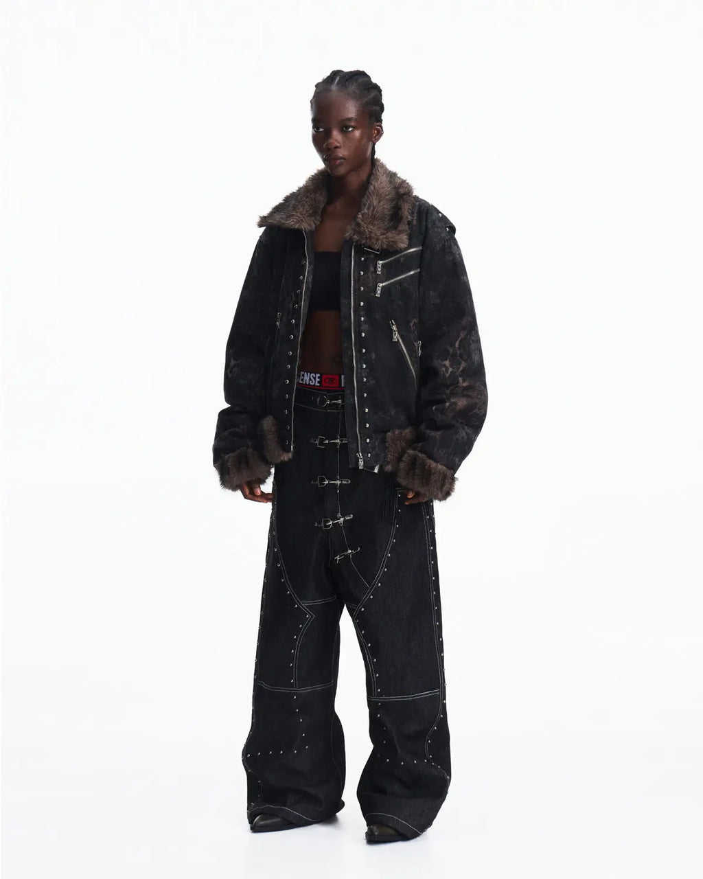 Peoplesense Faux Fur Leopard Print Bomber