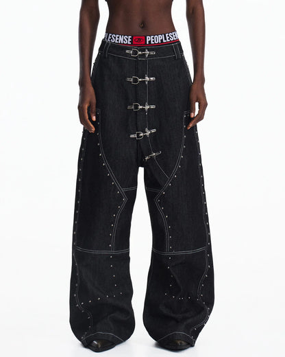 Peoplesense Angled Rivet Raw Denim Jeans