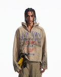 Peoplesense Distressed Vintage Racing Print Hoodie