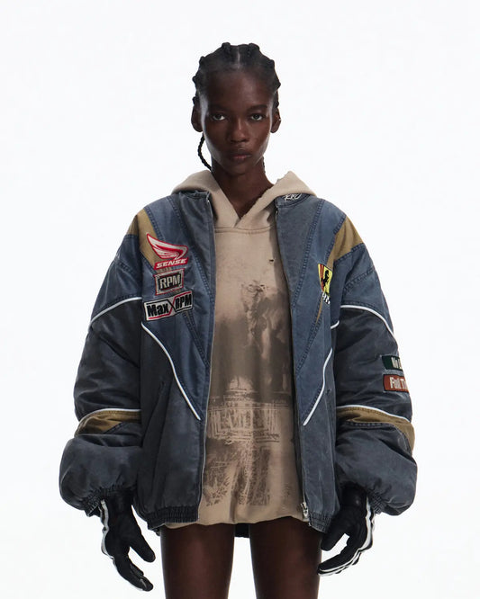 Peoplesense Racing Embellished Embroidered Bomber Jacket