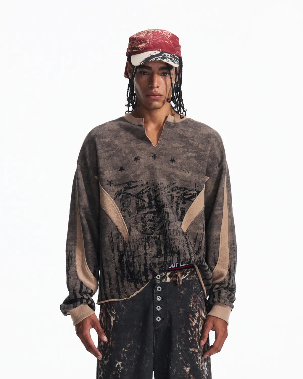 Peoplesense Vintage Deconstructed Camo Crewneck