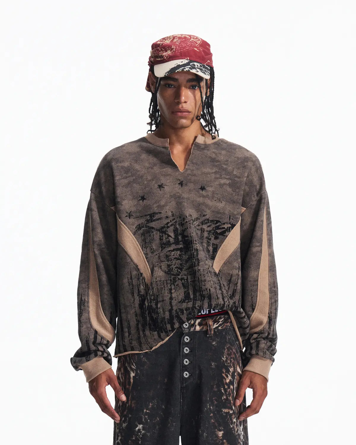 Peoplesense Vintage Deconstructed Camo Crewneck