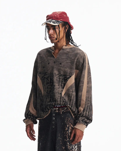 Peoplesense Vintage Deconstructed Camo Crewneck