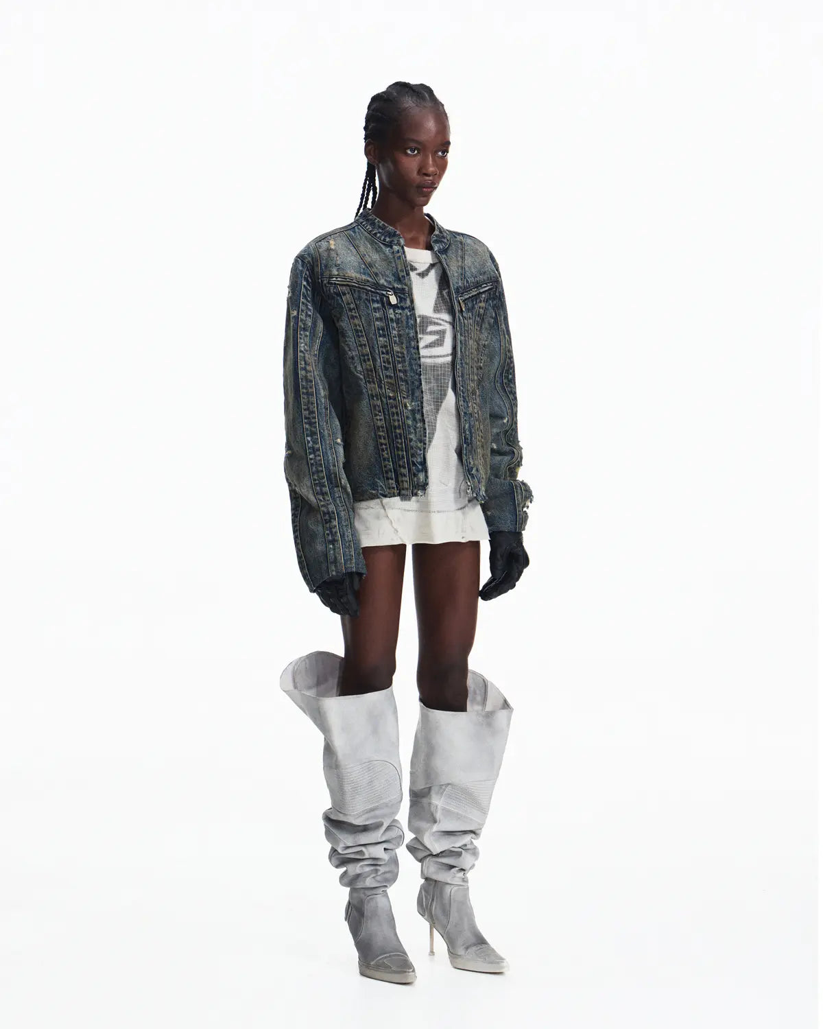 Peoplesense Racer Distressed Plaid Jacket