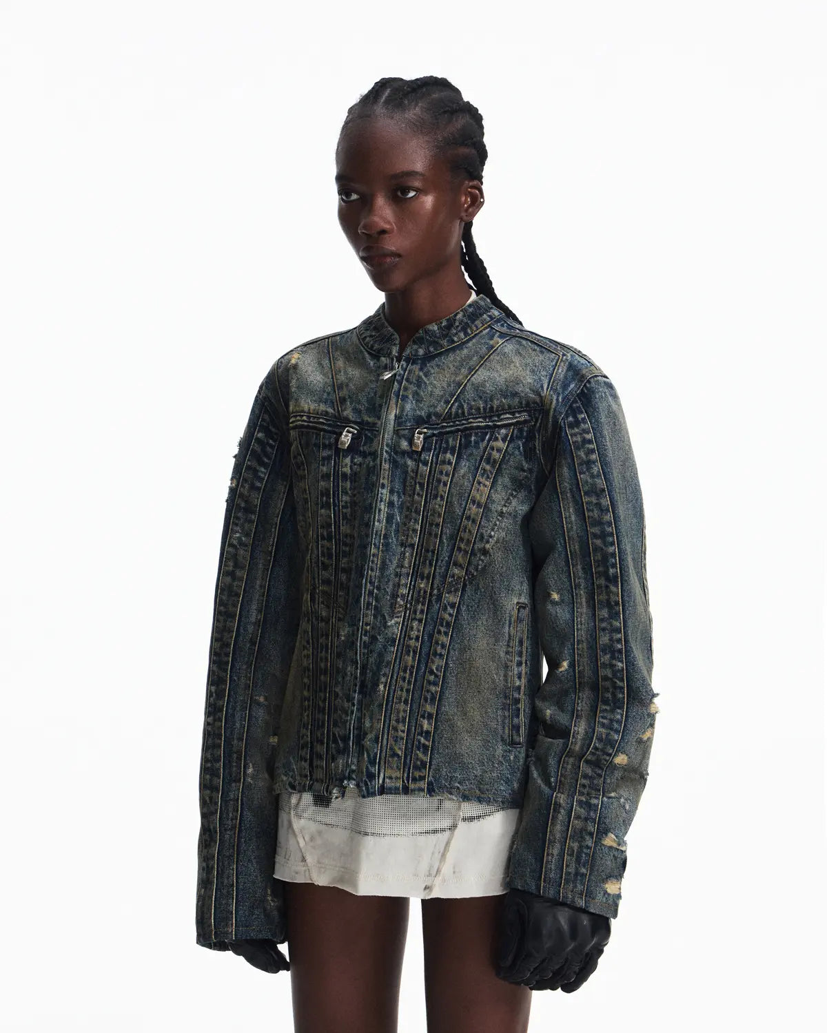 Peoplesense Racer Distressed Plaid Jacket