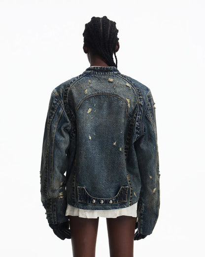 Peoplesense Racer Distressed Plaid Jacket