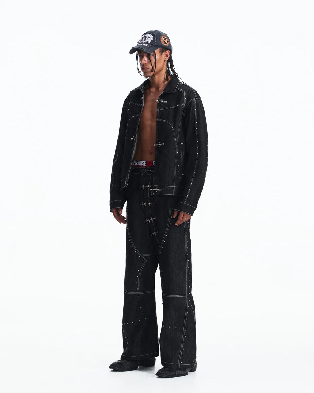 Peoplesense Angled Rivet Raw Denim Jeans