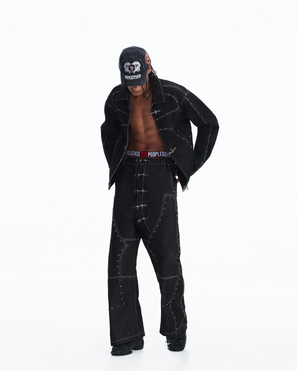 Peoplesense Angled Rivet Raw Denim Jeans