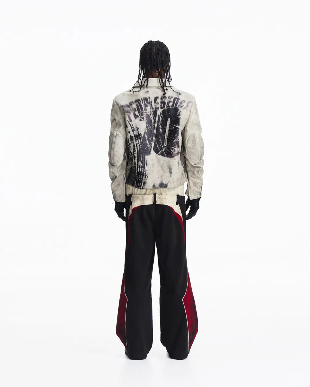 Peoplesense Short Printed Biker Leather Jacket